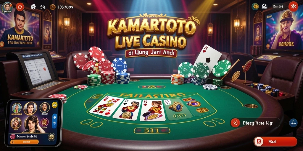Screenshot KAMARTOTO menampilkan dealer live yang menjelaskan permainan kasino.