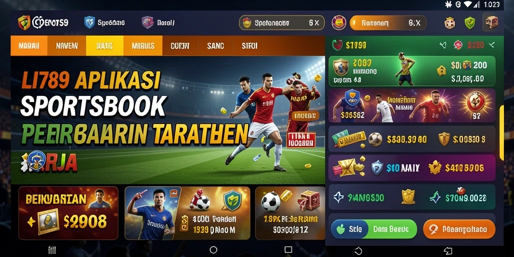 Screenshot utama LI789 menampilkan antarmuka gameplay Sportsbook yang menarik.