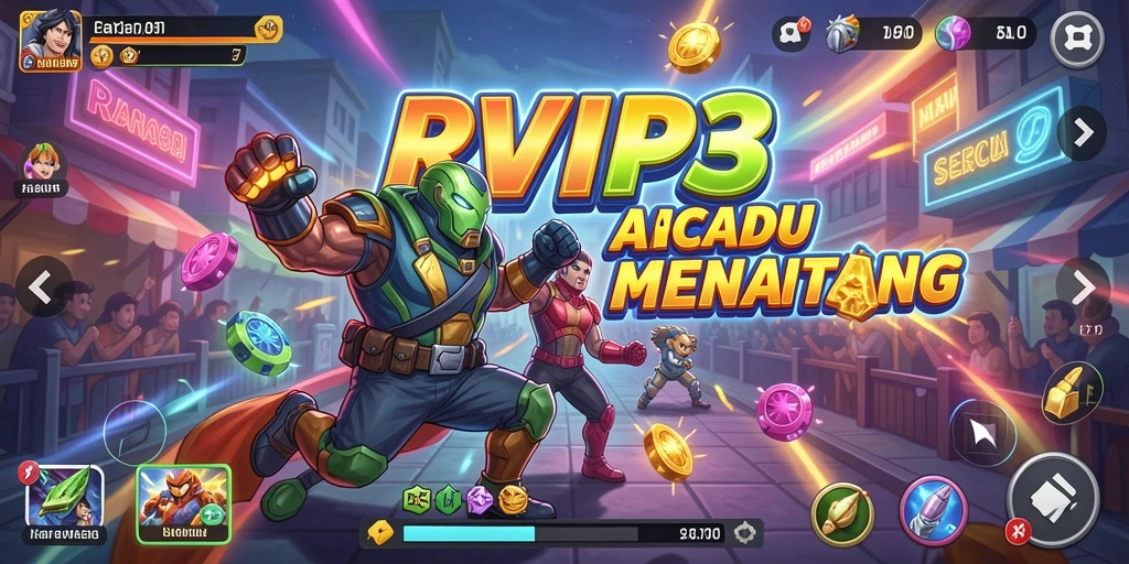 Tangkapan layar utama yang menunjukkan aksi seru dalam gameplay Arcade.