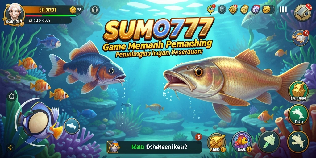 Tampilan gameplay yang seru dan menarik di SUMO777 saat memancing.